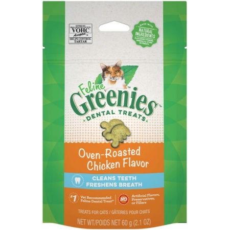 Greenies Feline Natural Dental Treats Oven Roasted Chicken Flavors