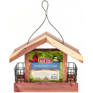 Kaytee Handcrafted Cedar Seed And Suet Feeder with Easy Fill Design
